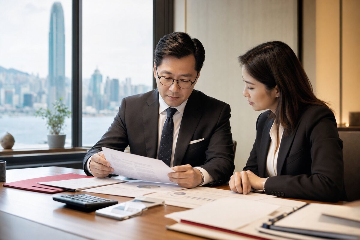 香港專業會計師與客戶共同檢視審計及稅務文件