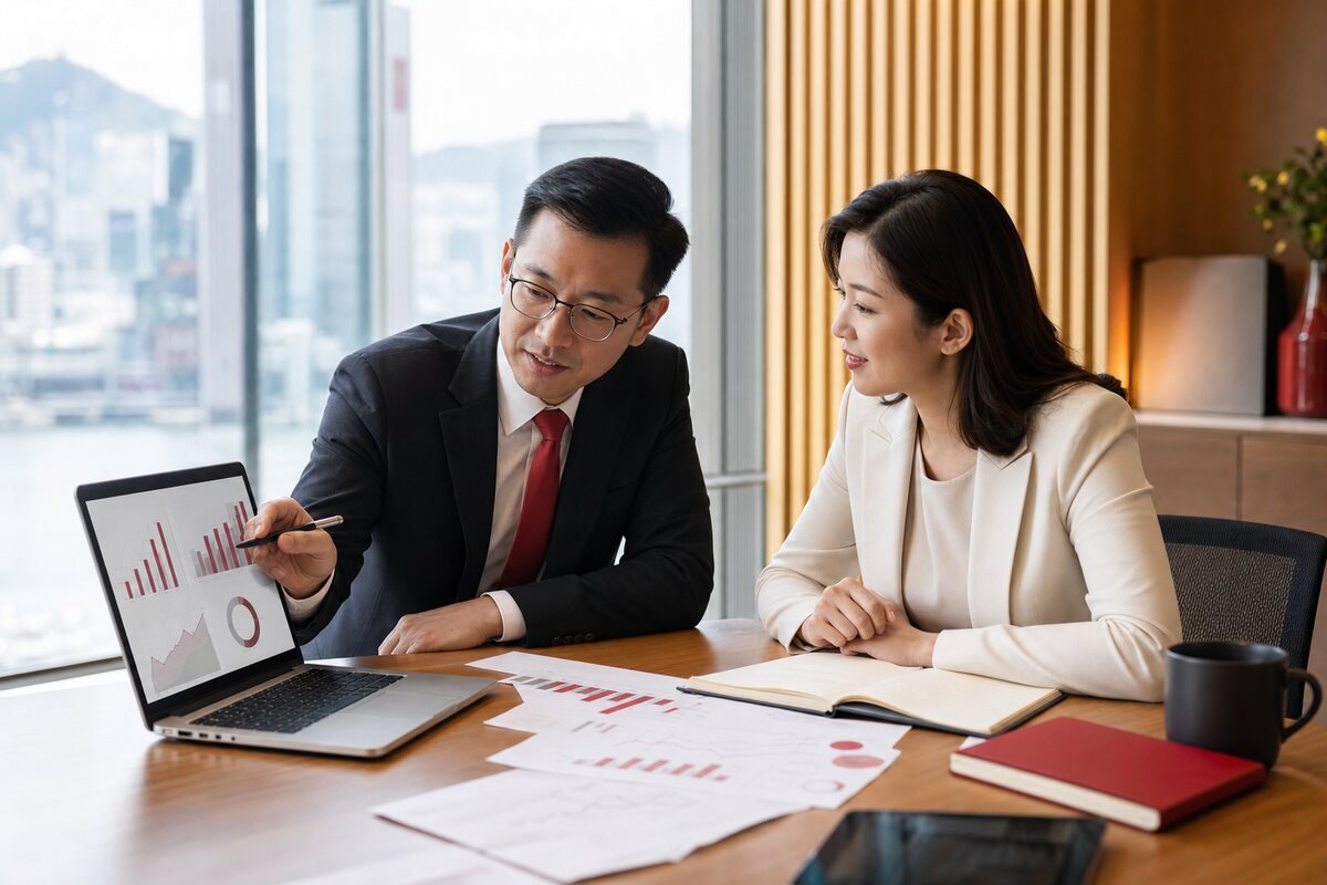 企業東主與財務顧問討論業務增長及融資規劃