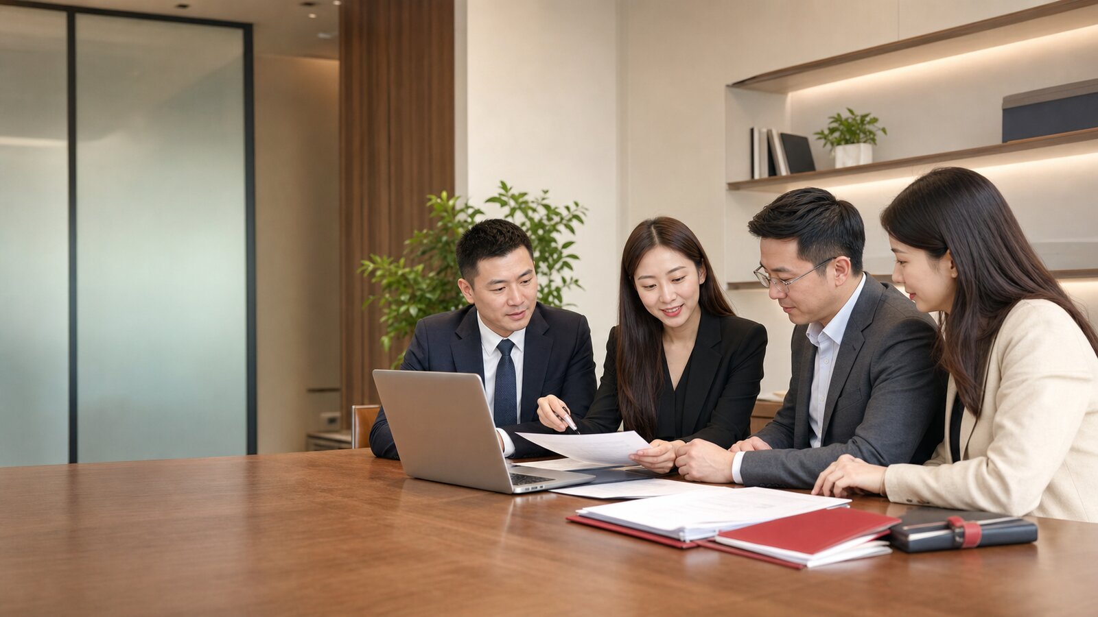 香港本地會計團隊在辦公室與企業客戶共同整理會計及稅務方案